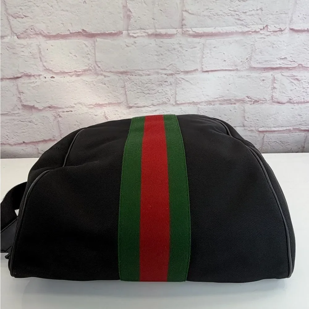 Gucci Sherry Line Web Canvas Black Stripe Backpack - Picture 5 of 15